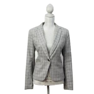H&M Womens Blazer One Button Size 10 Gray Check